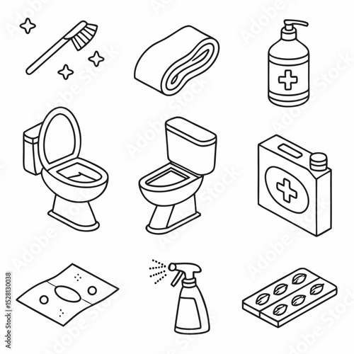 Toilet Hygiene Editable Line Icons Vector Pack 36 Outline Symbols