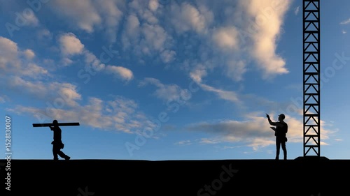 Animation of number 2026 under construction. New Year concept 2025 to 2026. Merry Christmas.