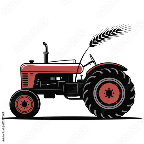 red tractor isolated on white
