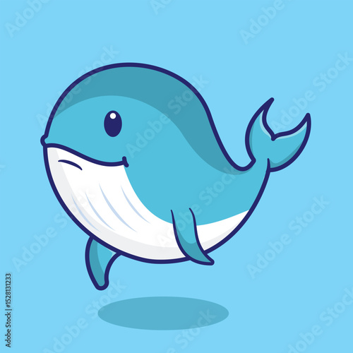 Cute Whale Cartoon Vector Icon Illustration. Animal Nature Icon Concept Isolated Premium Vector. Flat Cartoon Style 