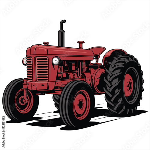 red tractor isolated