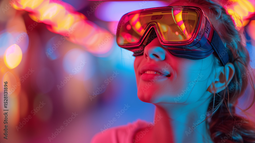 Business woman in formal suit using vr device goggle virtual reality ai experience planing and stretegy process work plan in office Business woman in formal suit using vr device goggle virtual reality ai experience planing and stretegy process work plan in office