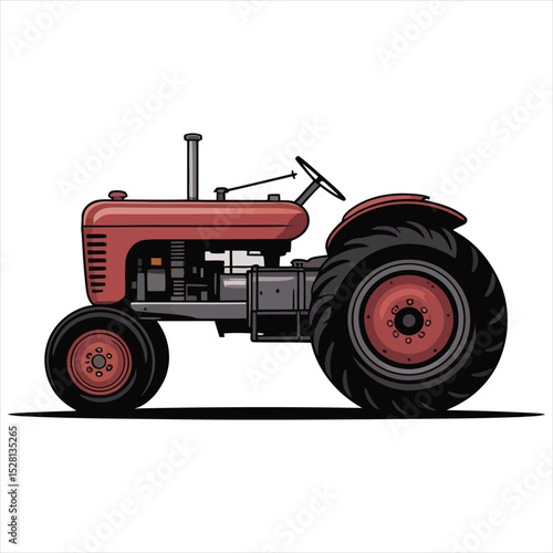 red tractor isolated on white