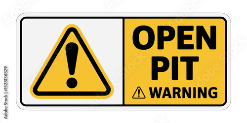 Open Pit Warning Sign – Hazard Caution Safety Symbol with Exclamation Mark