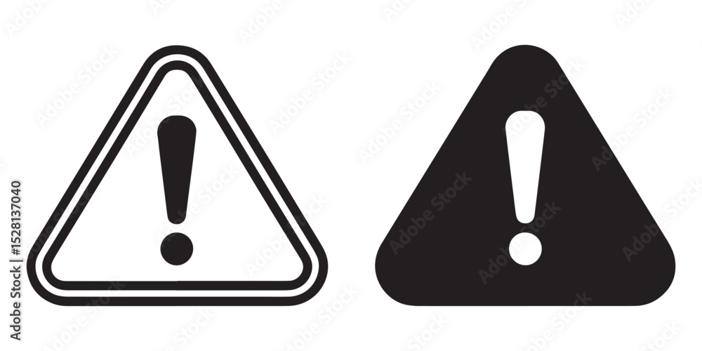 Minimal Exclamation Warning Icons – Solid and Outline Triangle Alert Symbols in Black Minimal Exclamation Warning Icons – Solid and Outline Triangle Alert Symbols in Black