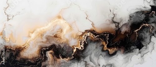 Elegant Black And Gold Fluid Art