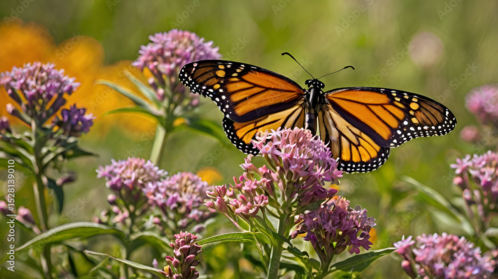 Naklejka premium butterfly on flower