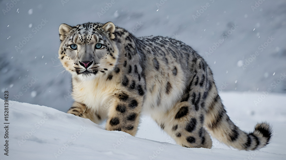 Naklejka premium A Snow Leopard moves like a ghost, unseen and graceful.
