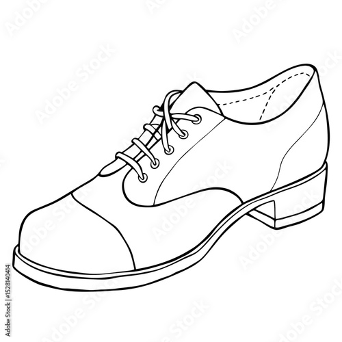 Tap dance shoe outline in minimalist style with black lines, concept of shoes  
