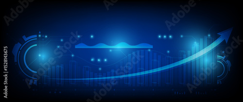 Stock market investment trading graph in graphic concept suitable for financial investment or Economic trends business idea on blue background. Vector illustration design.	
