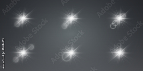 White light effects of flash, star flare and lens flare.