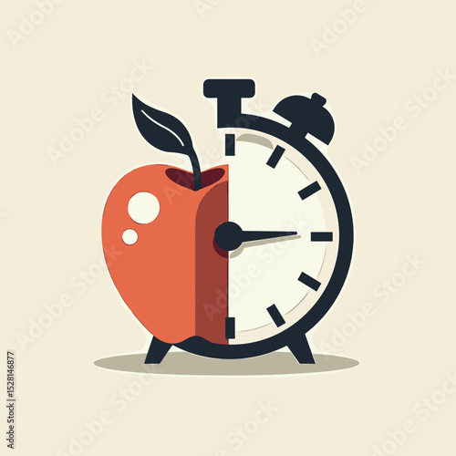 Alarm clock combined with an apple representing time management  