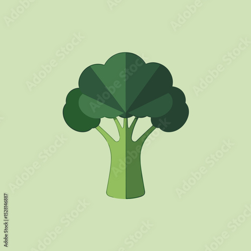 Flat design illustration of broccoli on a pastel green background  