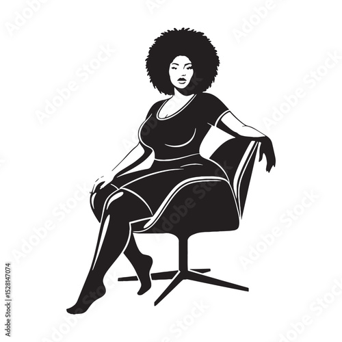 Curvy Woman Silhouette for Body Positivity Themes – curvy woman vector - curvy lady silhouette - curvy lady vector

