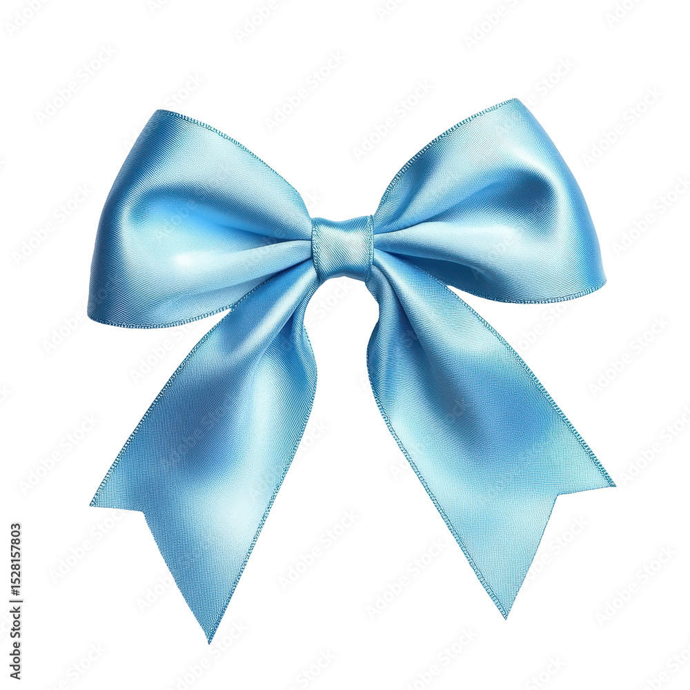 Light blue satin ribbon bow tied and isolated on a white background, shiny and neatly shaped Light blue satin ribbon bow tied and isolated on a white background, shiny and neatly shaped