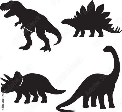 Prehistoric Giants T-Rex, Stegosaurus, Triceratops, and Brachiosaurus Silhouettes