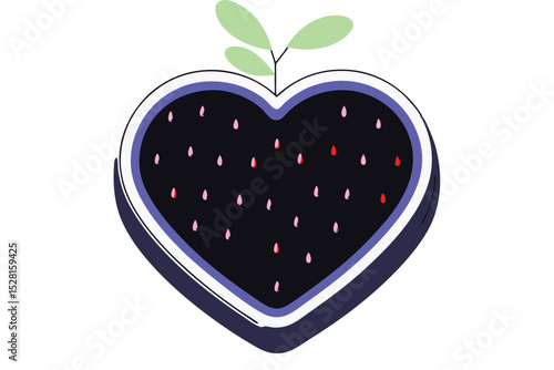 A charming design featuring a heart shaped watermelon illustration crafted with red hues and utilizing helvetica and courier fonts