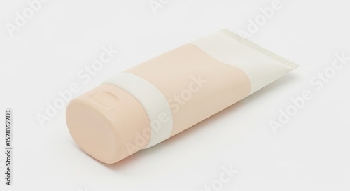 Minimalist cosmetic tube on white background for skincare and beauty product design