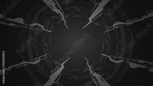 サイバーなイメージの集中線がある背景イラスト_黒_16:9