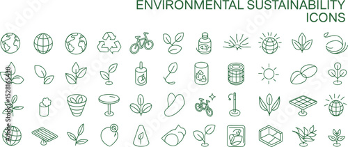 Environmental Sustainability Icons: Eco-Friendly Symbols for Green Living and Conservation
