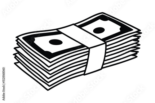 Stack of Cash Money Finance and Wealth Illustration