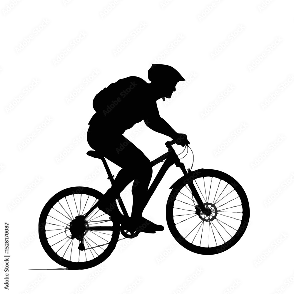 Fototapeta premium Active silhouette of a cyclist riding a mountain bike 