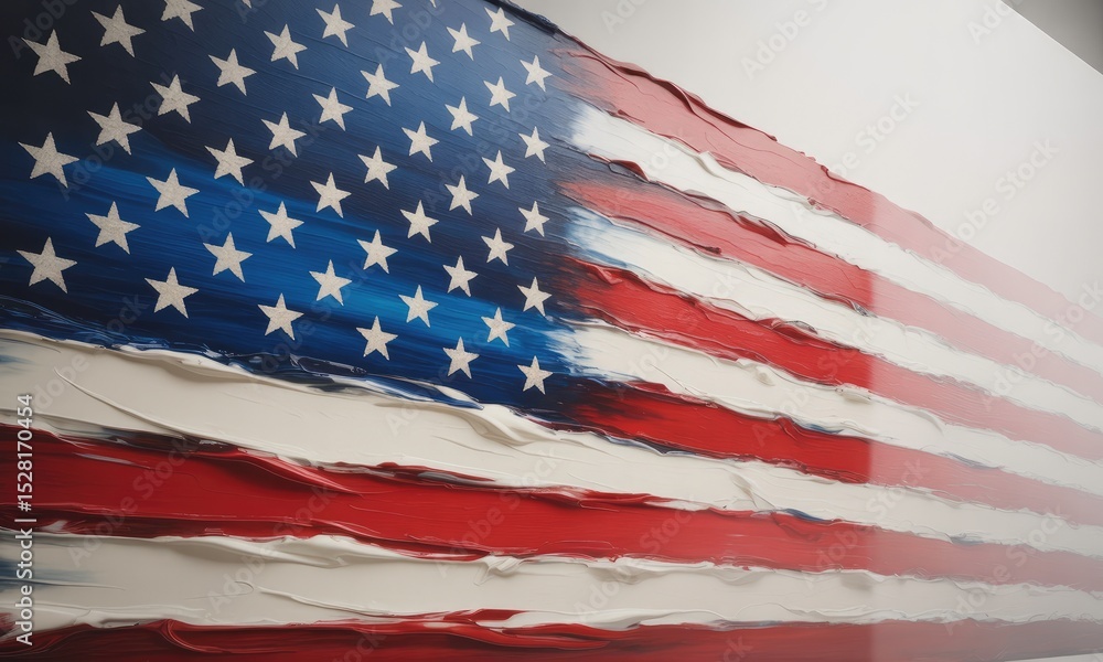 Obraz premium Textured national flag artistic impasto style red white blue