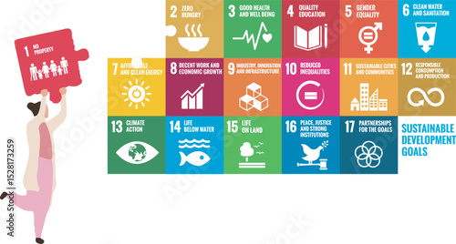 Person Holding SDG Puzzle Piece. No Property