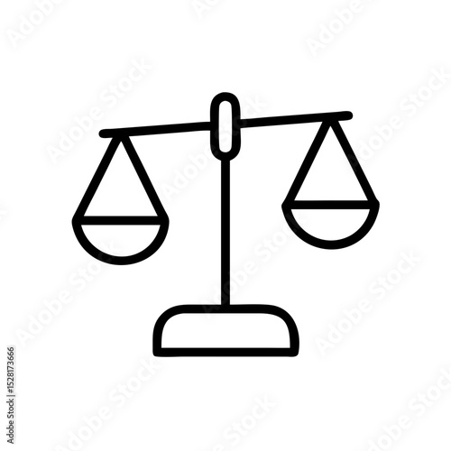 Simple balance scales illustration in black line art style  