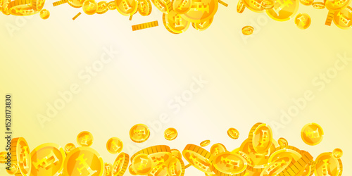 Swiss franc coins falling. Gold scattered CHF