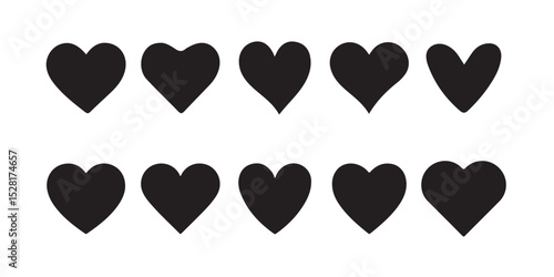 Heart icons, set, romance or valentine's day, Collection, Heart shape Isolated on white background. vector illustration eps 10.