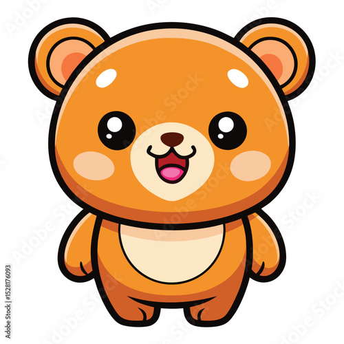 Cute cartoon bear with big eyes and a happy expression