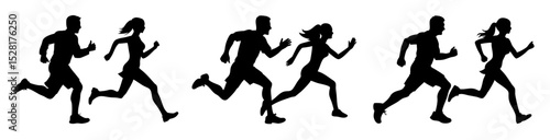 Silhouette of running person PNG in side view athletic motion

