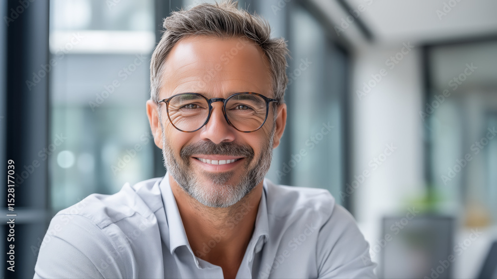 Fototapeta premium CEO smiling in glass office