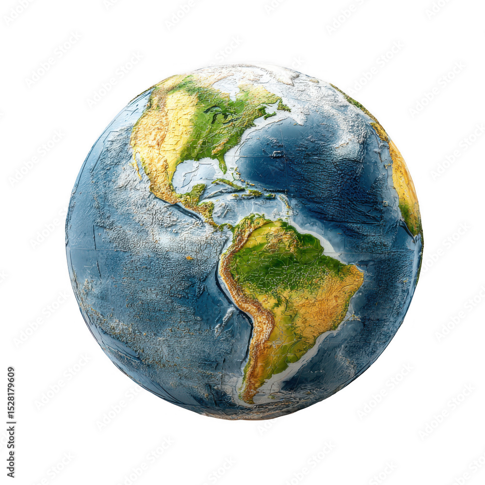 Fototapeta premium Detailed 3d render of earth showing north and south america