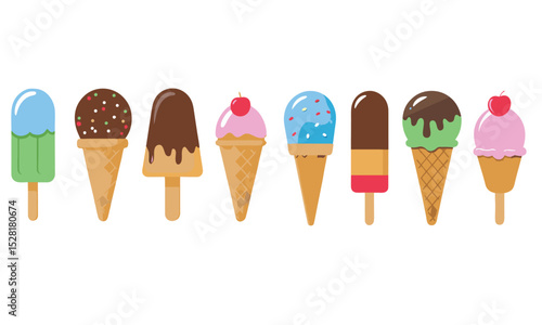 Ice Cream Cones & Toppings vector