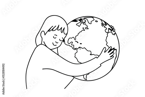 Person hugging the planet earth symbolizing love care and concern for the environment