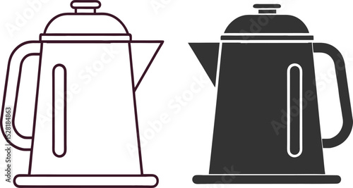 Silhouette Electric Kettle Flat Illustration  Minimal Boiling Appliance and Kitchen Vector Icon