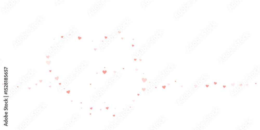Fototapeta premium Red hearts scattered on white background.