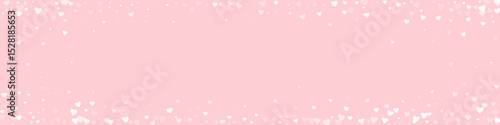 White hearts scattered on pink background.