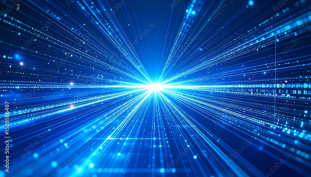 Digital Data Stream with Blue Burst.