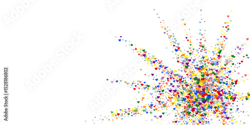 Rainbow colored scattered hearts. LGBT valentine