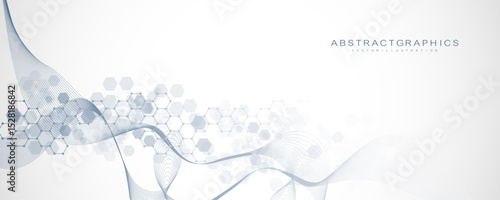 Health care abstract background with hexagons, lines and dots. Medical innovation banner template concept. Biology and pharmaceutical technology background. Vector illustration.
