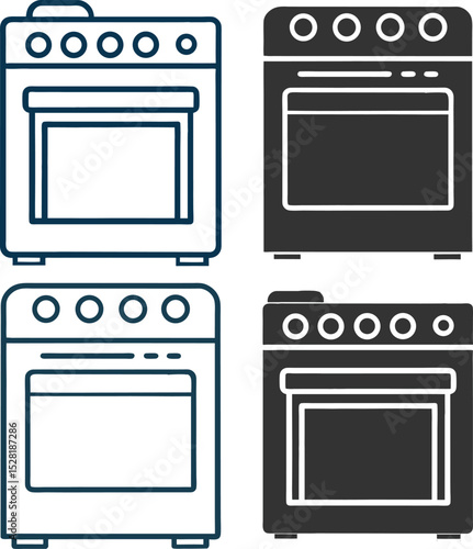 Silhouette Oven Flat Illustration Minimal Baking and Cooking Appliance Vector Icon