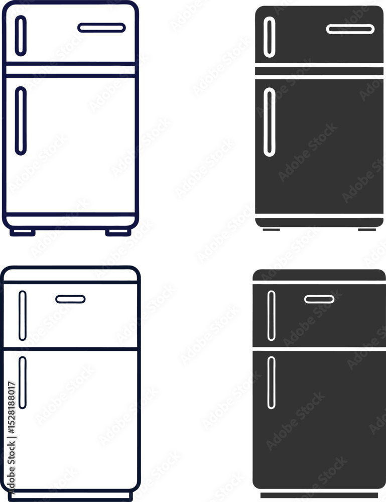 Silhouette Refrigerator Flat Illustration Minimal Kitchen Appliance and Food Storage Vector Icon Silhouette Refrigerator Flat Illustration Minimal Kitchen Appliance and Food Storage Vector Icon