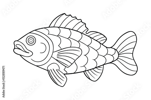 Grouper fish Coloring page , Set of Grouper fish outline, line art Grouper fish 