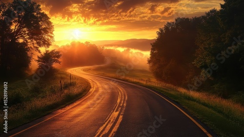 America Burns. Early Morning Fog Clears in the Blue Ridge Mountains, Shenandoah National Park