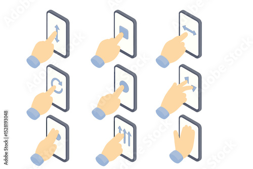 Touchscreen hand gestures for mobile devices - swipe, tap, pinch, rotate