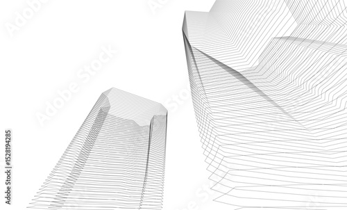 Architecture building 3d. Concept sketch.