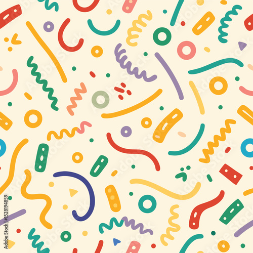 Abstract colorful pattern of hand-drawn shapes